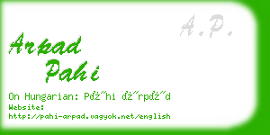 arpad pahi business card